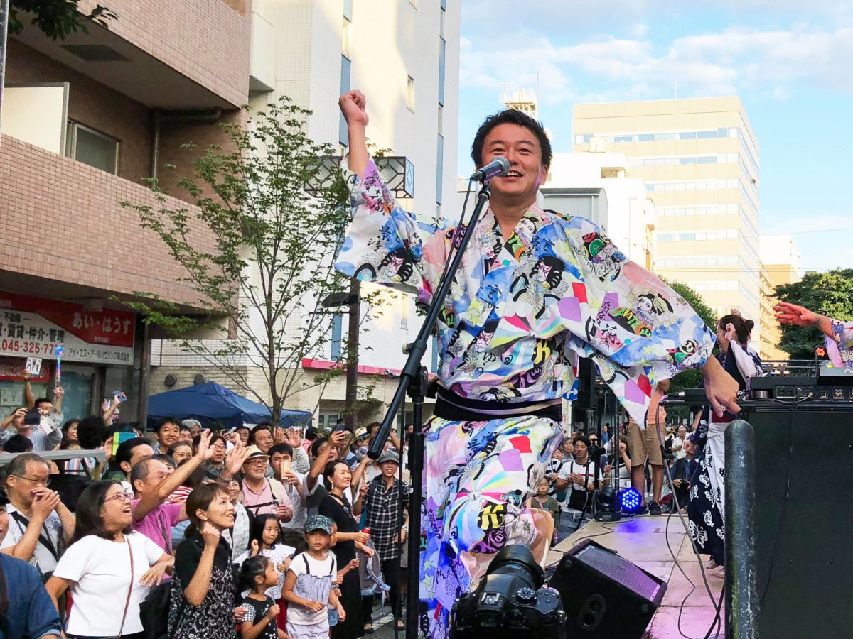 横浜・野毛【ジャズde盆2018】での鳳蝶流DJ盆踊りステージ