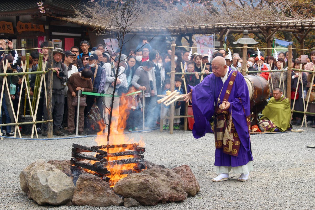 茨城の奇祭「マダラ鬼神祭」開催!火を焚き、白馬に乗った鬼が現れ、最後は幸せの矢を放つ!