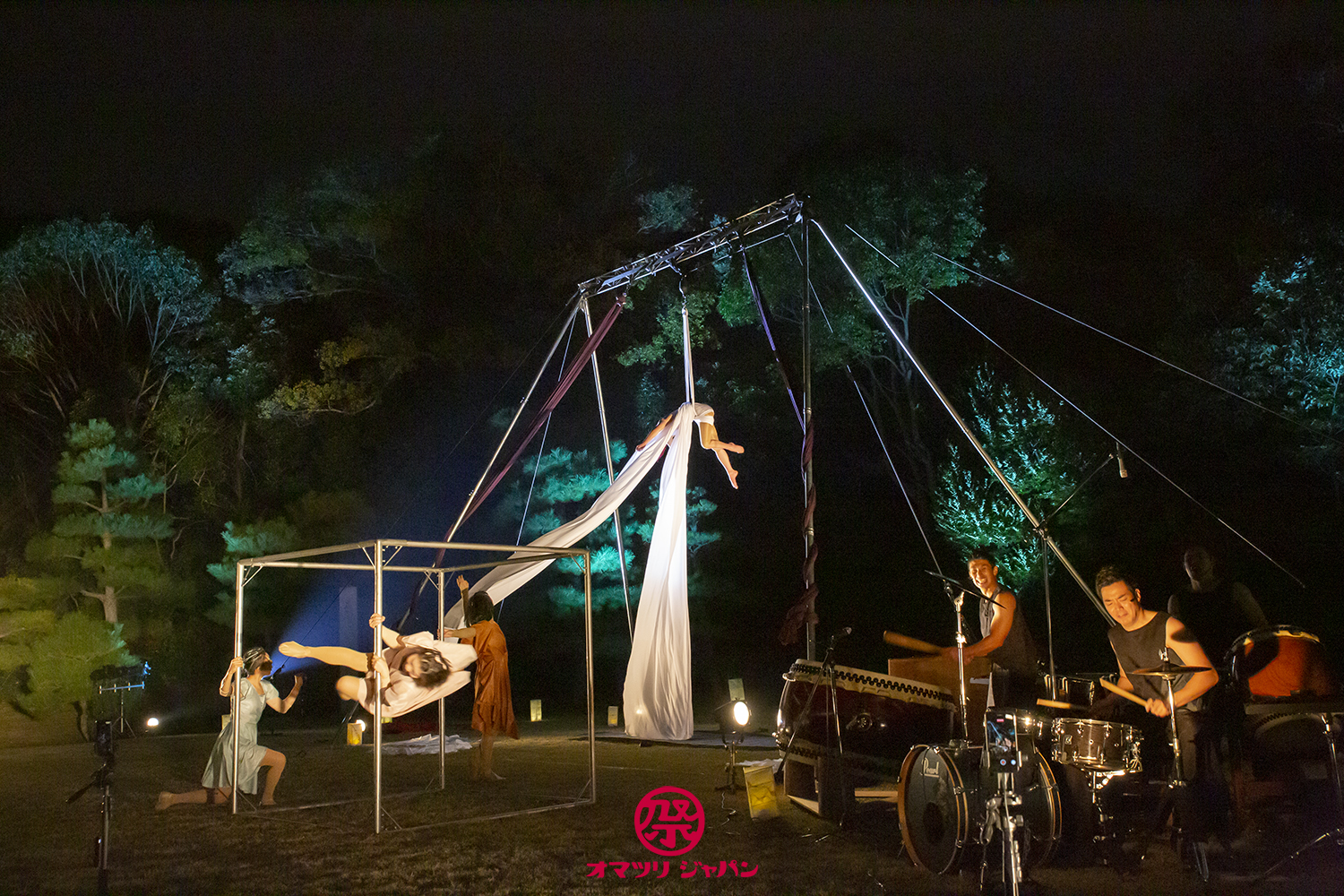 手前の左右に見えるカメラは360度ぐるりと何台も設置。自由視点映像配信が行われる。