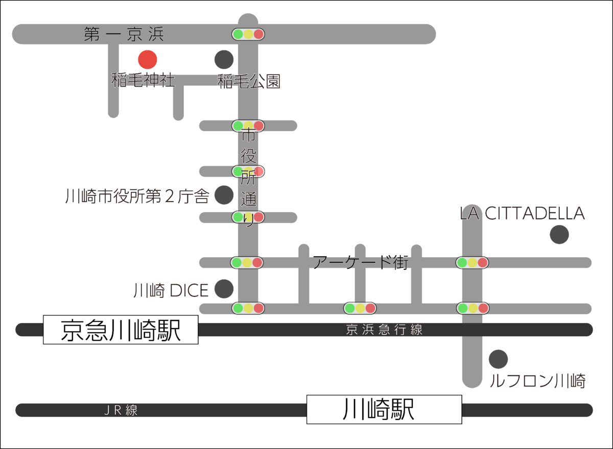 稲毛神社までの地図