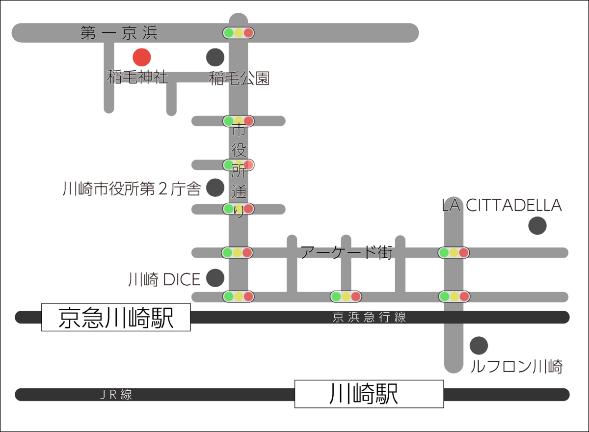 稲毛神社までの地図
