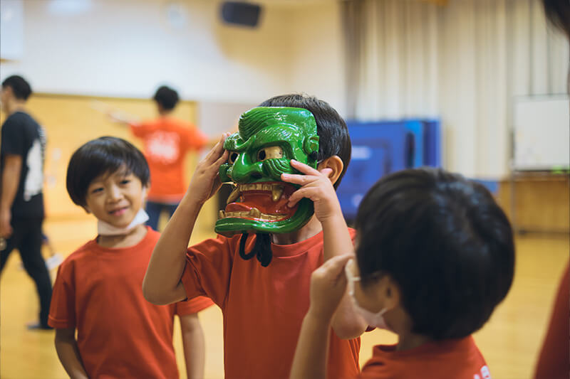 三毛門神楽講こども神楽の練習風景